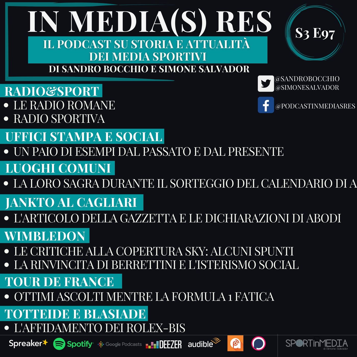 S3 E97 | Ancora su Radio&Sport, luoghi comuni in Serie A, uffici stampa&social, Jankto in A, Wimbledon&Sky, Ascolti Tour, Totteide&Blasiade episode artwork