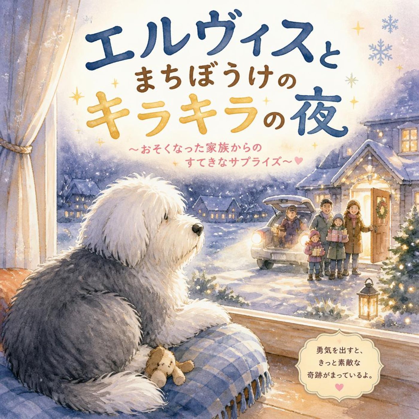 【おやすみ・冬の物語】もふもふ犬のエルヴィスと、夜の窓に映る不思議な冬の贈り物 episode artwork