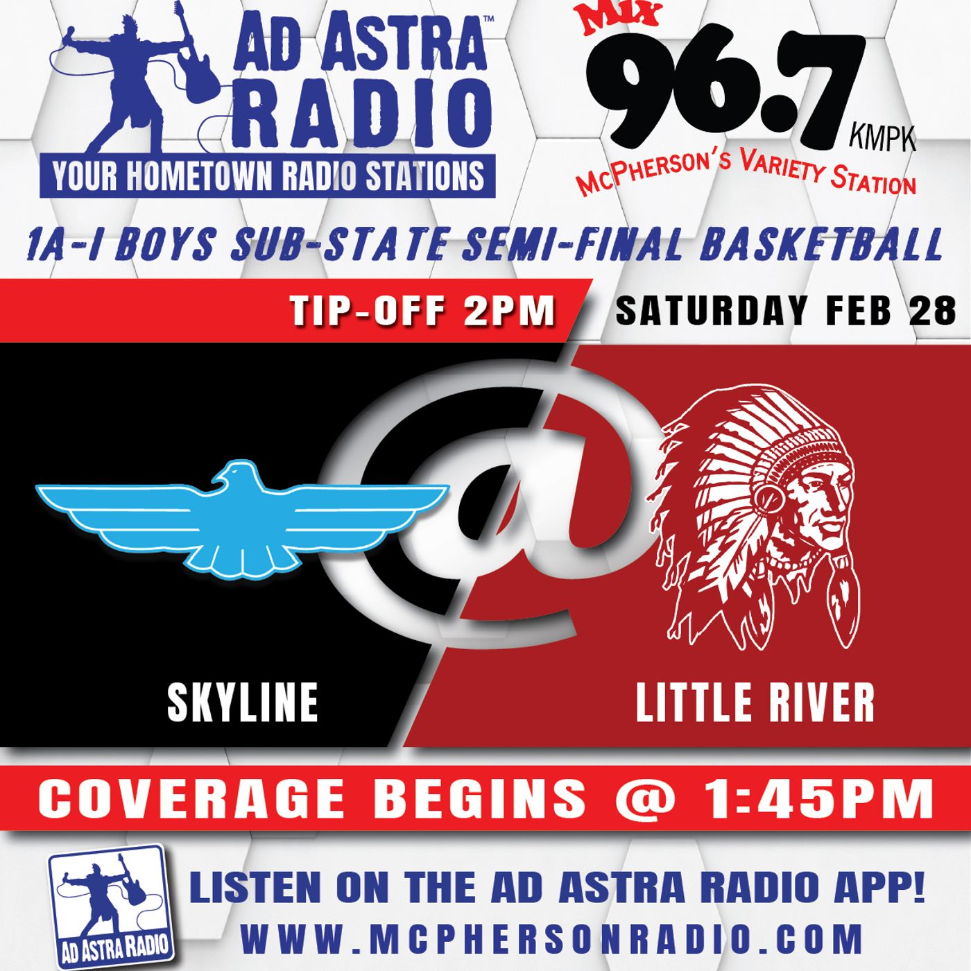 Pratt-Skyline Thunderbirds at Little River Redskins Boys High School Basketball (1A-I Substate Semifinals-February 28, 2026) episode artwork