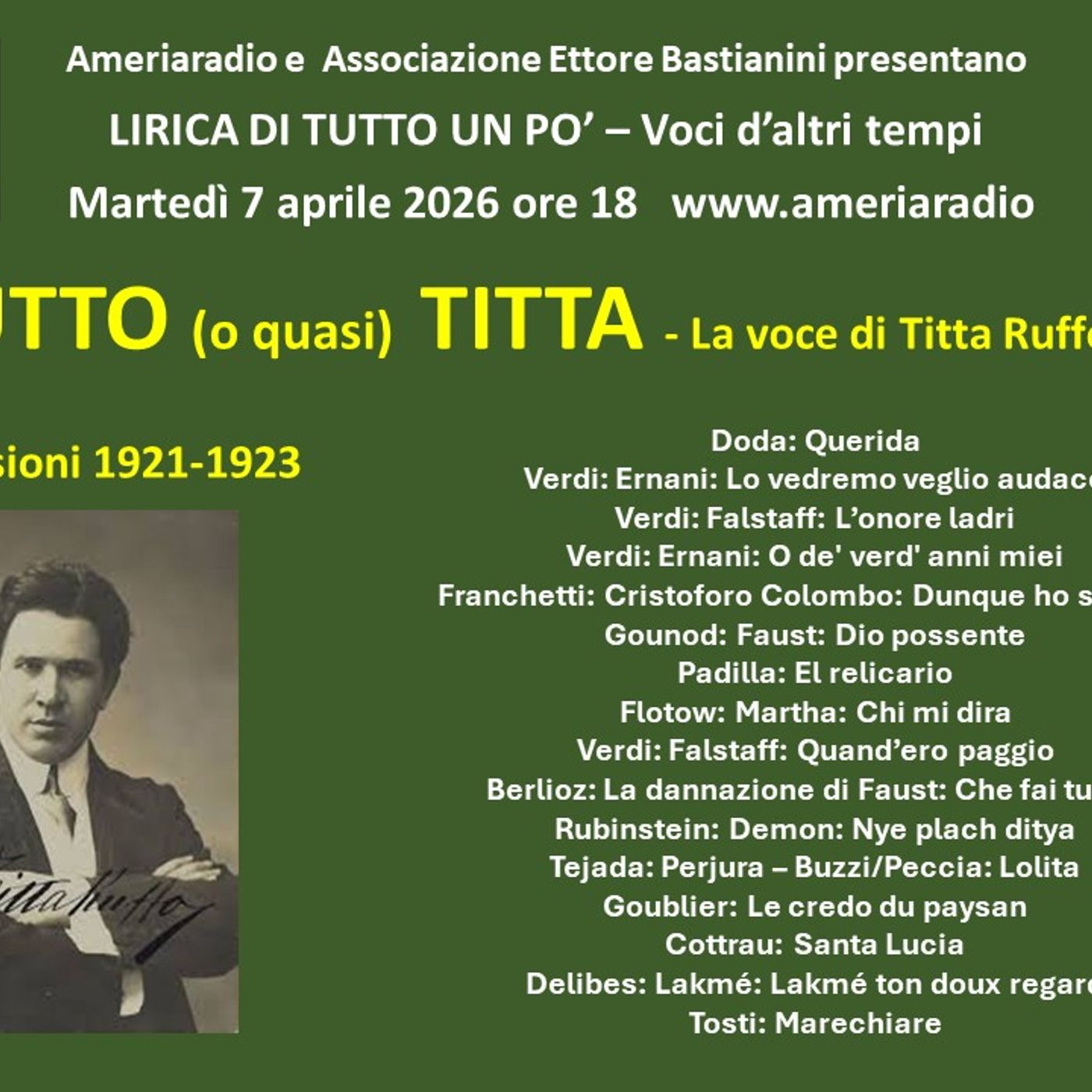 Lirica di tutto un po' - Tutto (o quasi) Titta - La voce di Titta Ruffo sesta puntata episode artwork