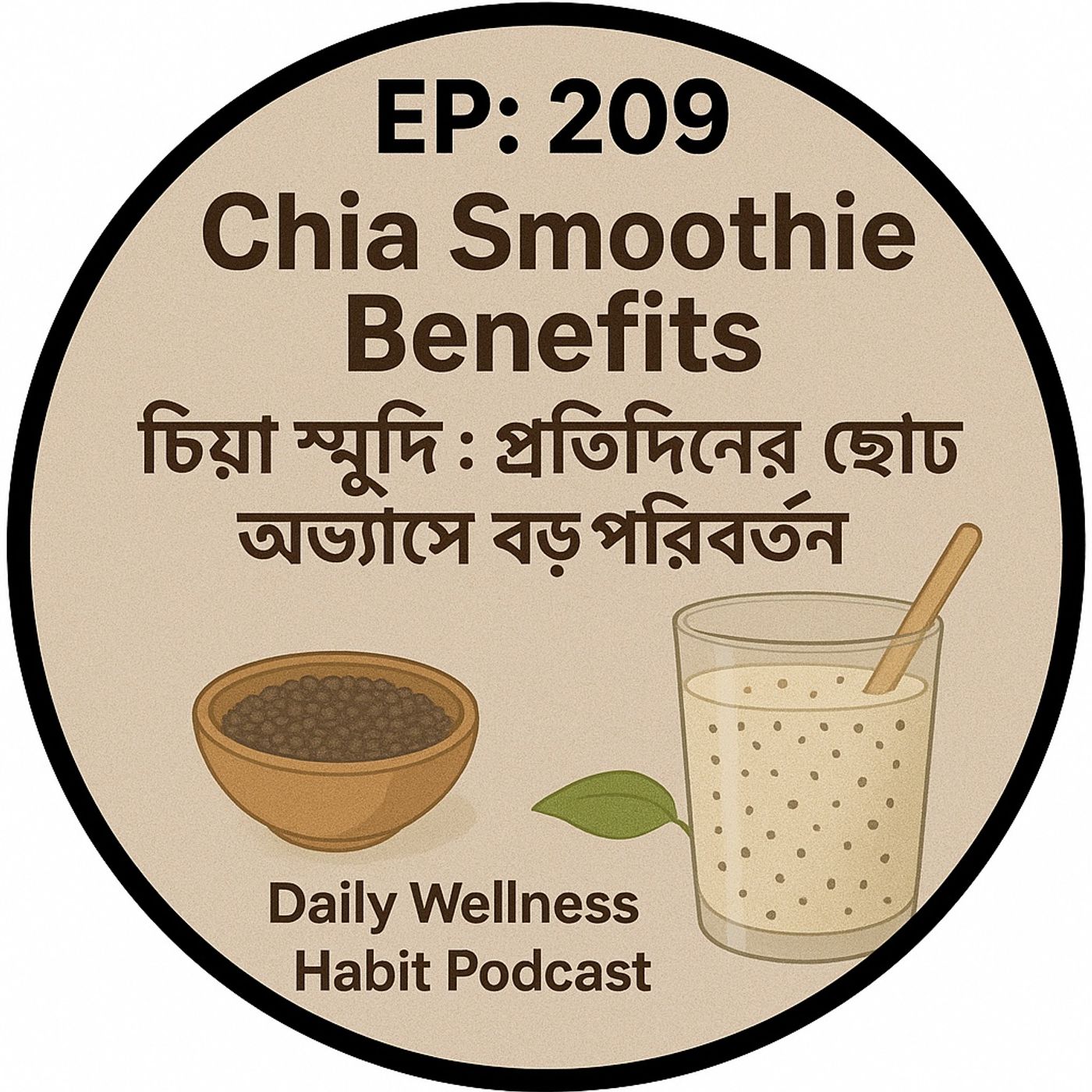 EP-209  | Chia Smoothie Benefits in Bengali| চিয়া স্মুদি 🥤: প্রতিদিনের ছোট অভ্যাসে বড় পরিবর্তন 🌱| Daily Wellness Habit Podcast episode artwork