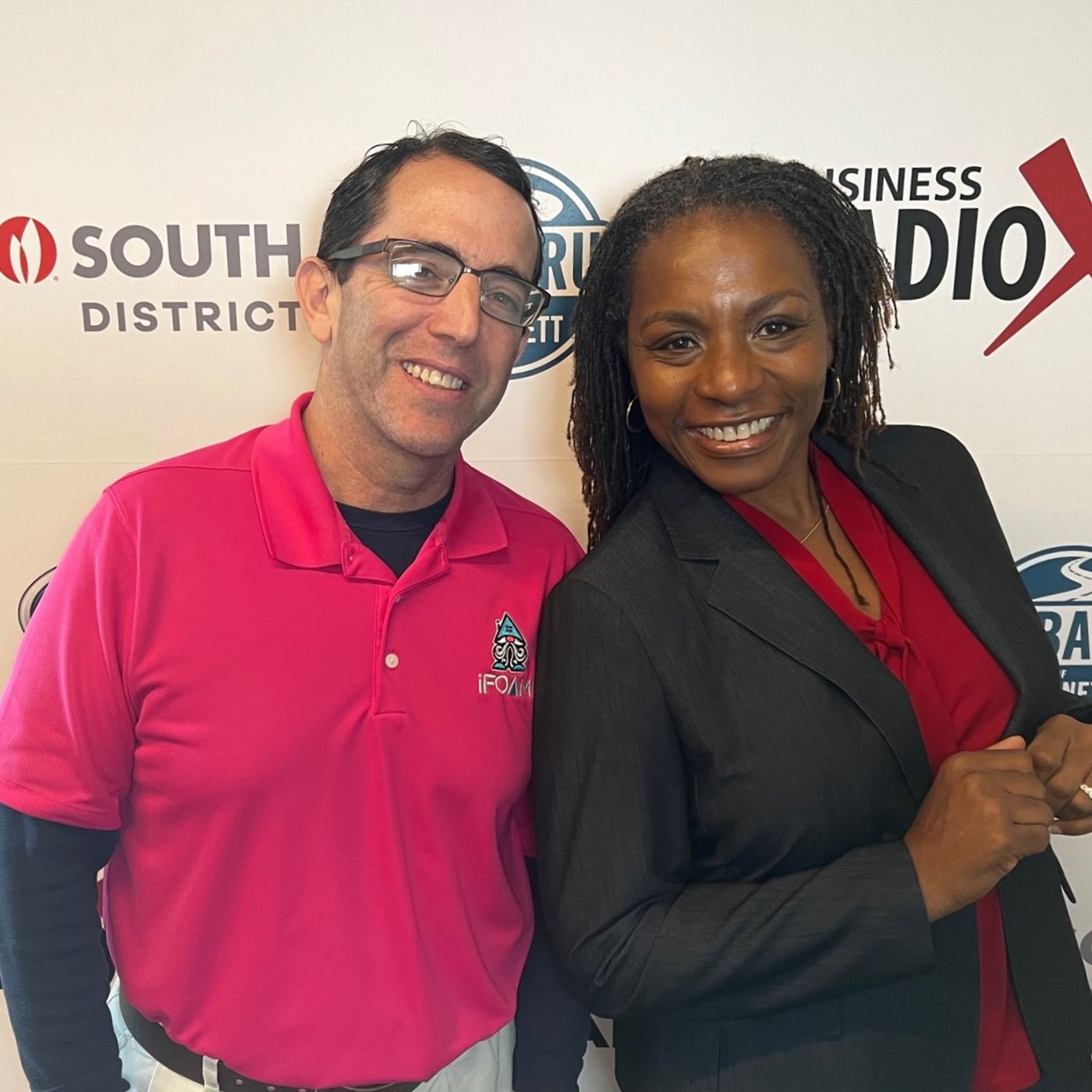 Adam Hollander with iFOAM and Veronica Jackson with Holbrook Senior Living episode artwork