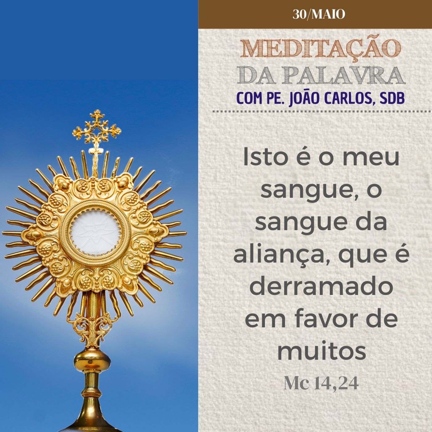 30 de MAIO DE 2024 - Meditação da Palavra do Senhor