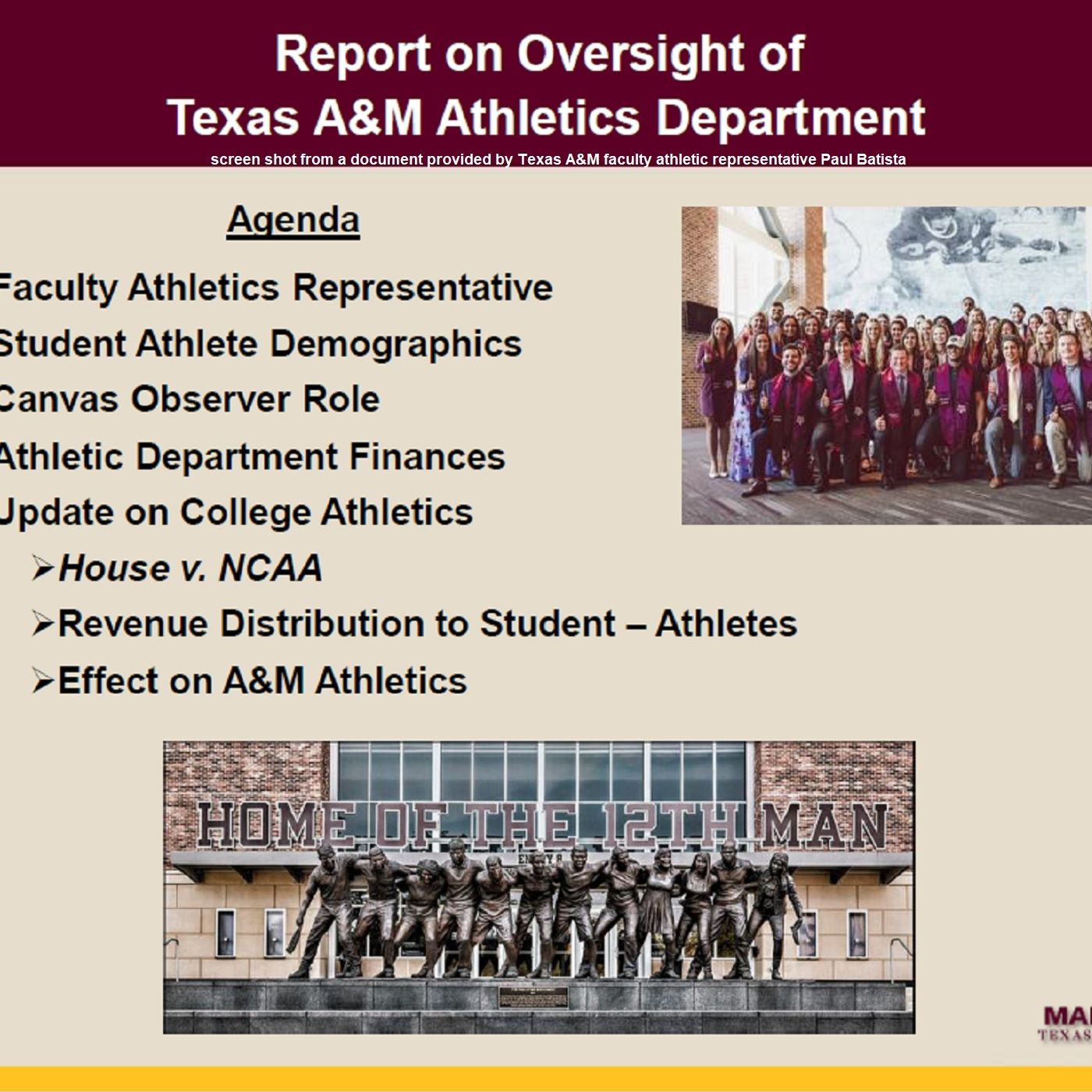 Texas A&M's faculty athletic representative gives a presentation at the March 2025 faculty senate meeting episode artwork