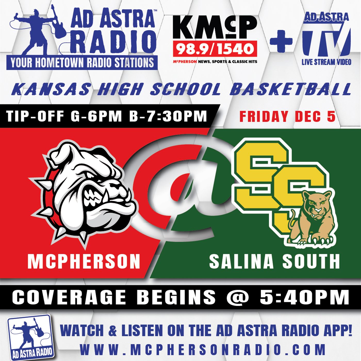 McPherson Bullpups at Salina South Cougars High School Basketball (December 5, 2025) episode artwork