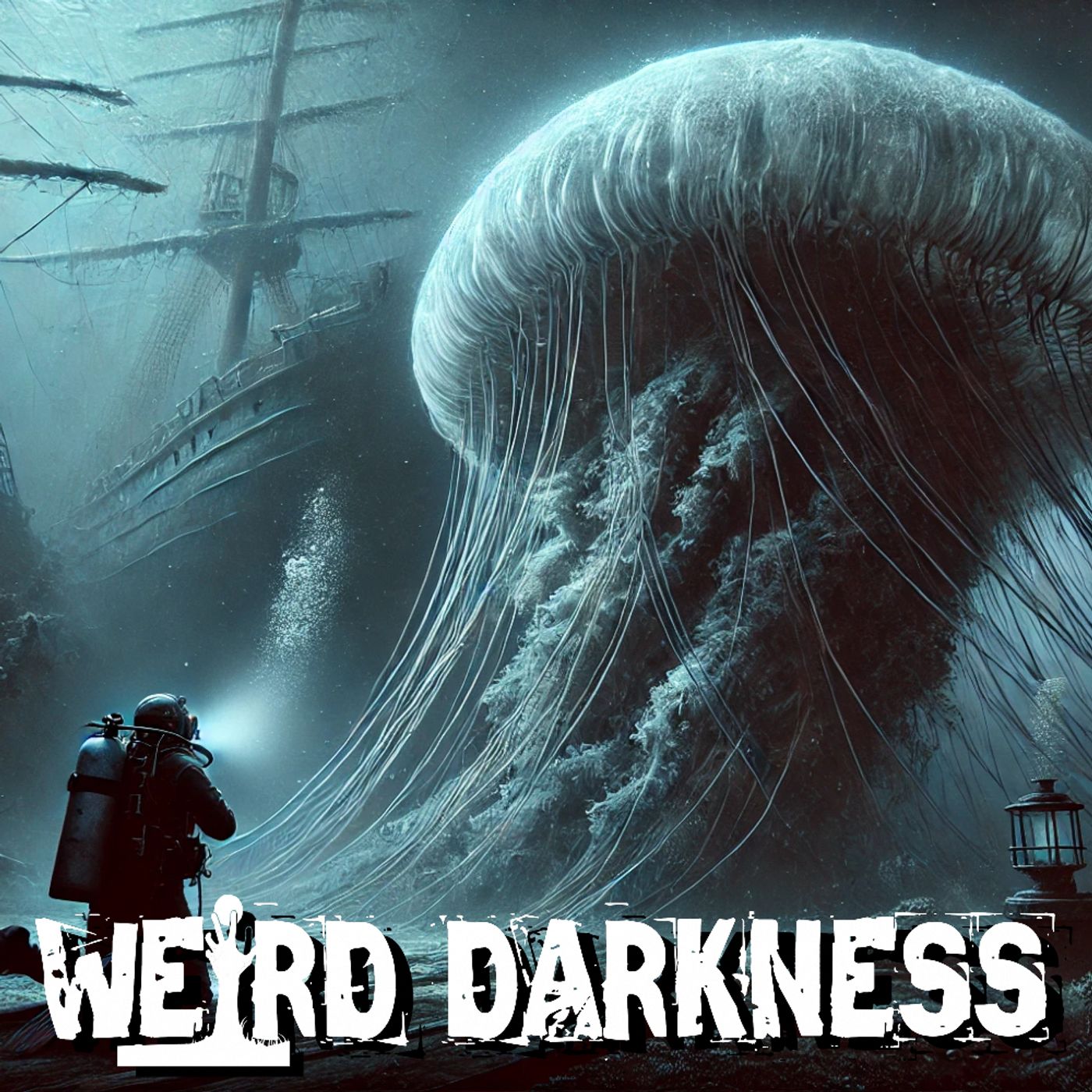 cover of episode “DIVERS’ TERRIFYING REAL ENCOUNTERS WITH UNDERWATER MONSTERS” and More True Terrors! #WeirdDarkness