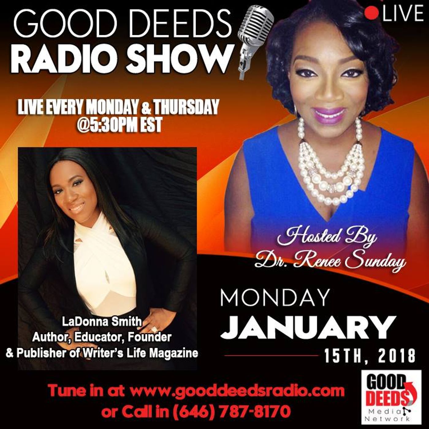 LaDonna Smith Founder Publisher of Writers Life Magazine shares on Good Deeds Radio episode artwork