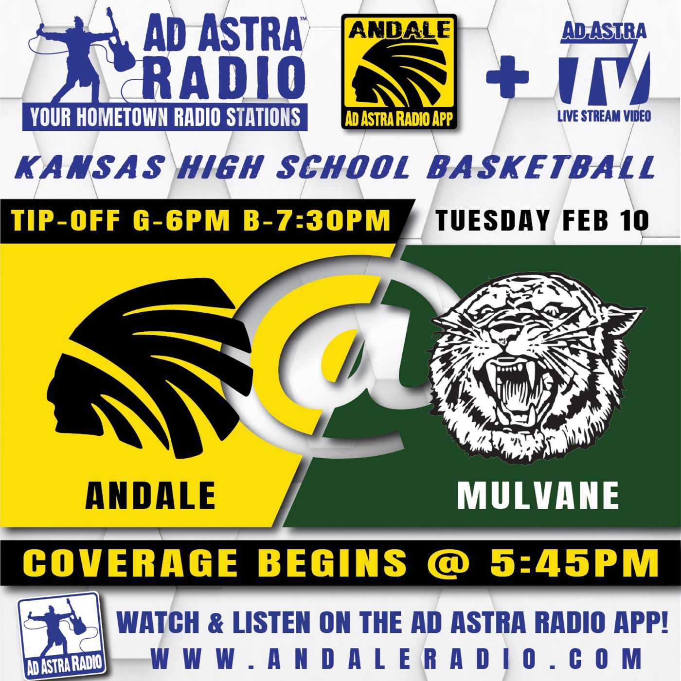 Andale Lady Indians at Mulvane Lady Wildcats High School Basketball (February 10, 2026) episode artwork