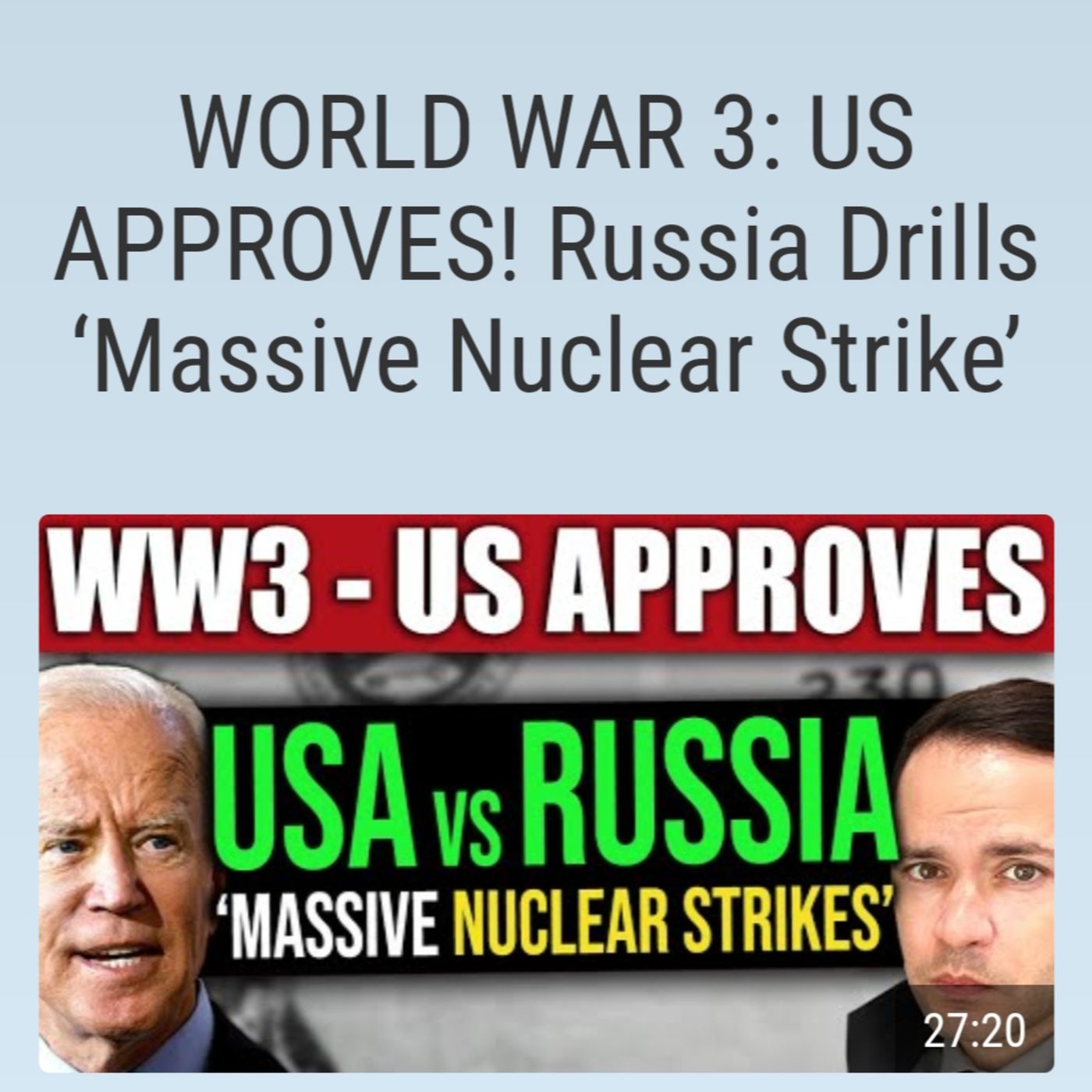 WORLD WAR 3: US APPROVES! Russia Drills ‘Massive Nuclear Strike episode artwork