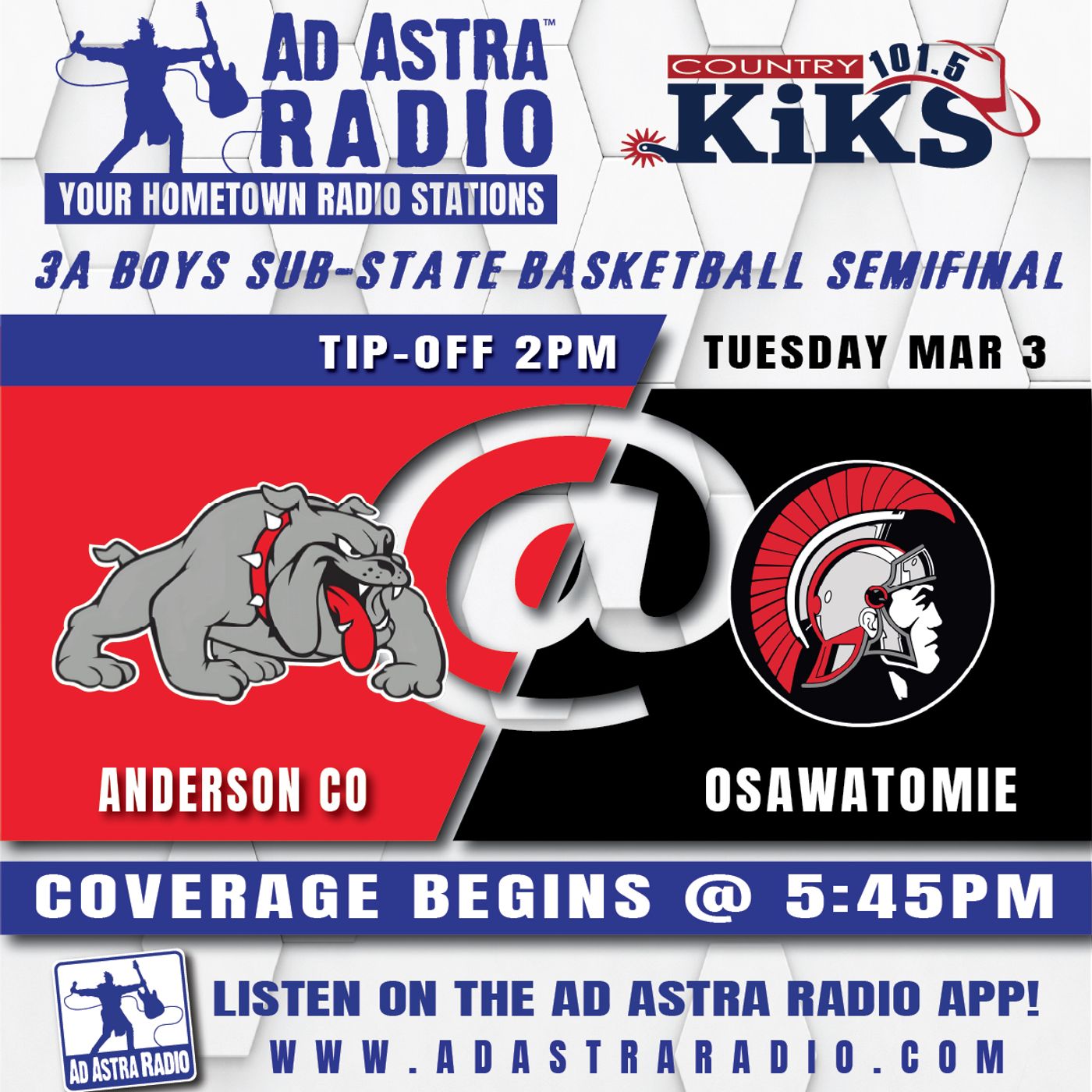 Anderson County Bulldogs at Osawatomie Trojans Boys High School Basketball (3A Substate Semifinal-March 3, 2026) episode artwork