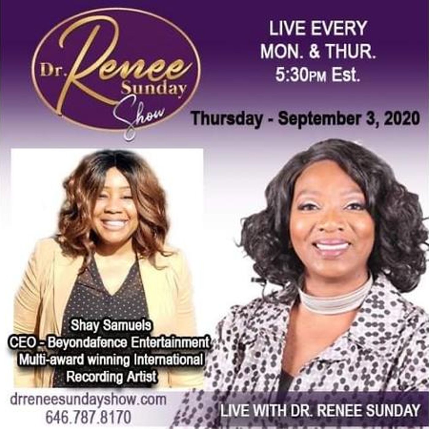 International Artist, Speaker Shay Samuels shares on Dr Renee Show episode artwork
