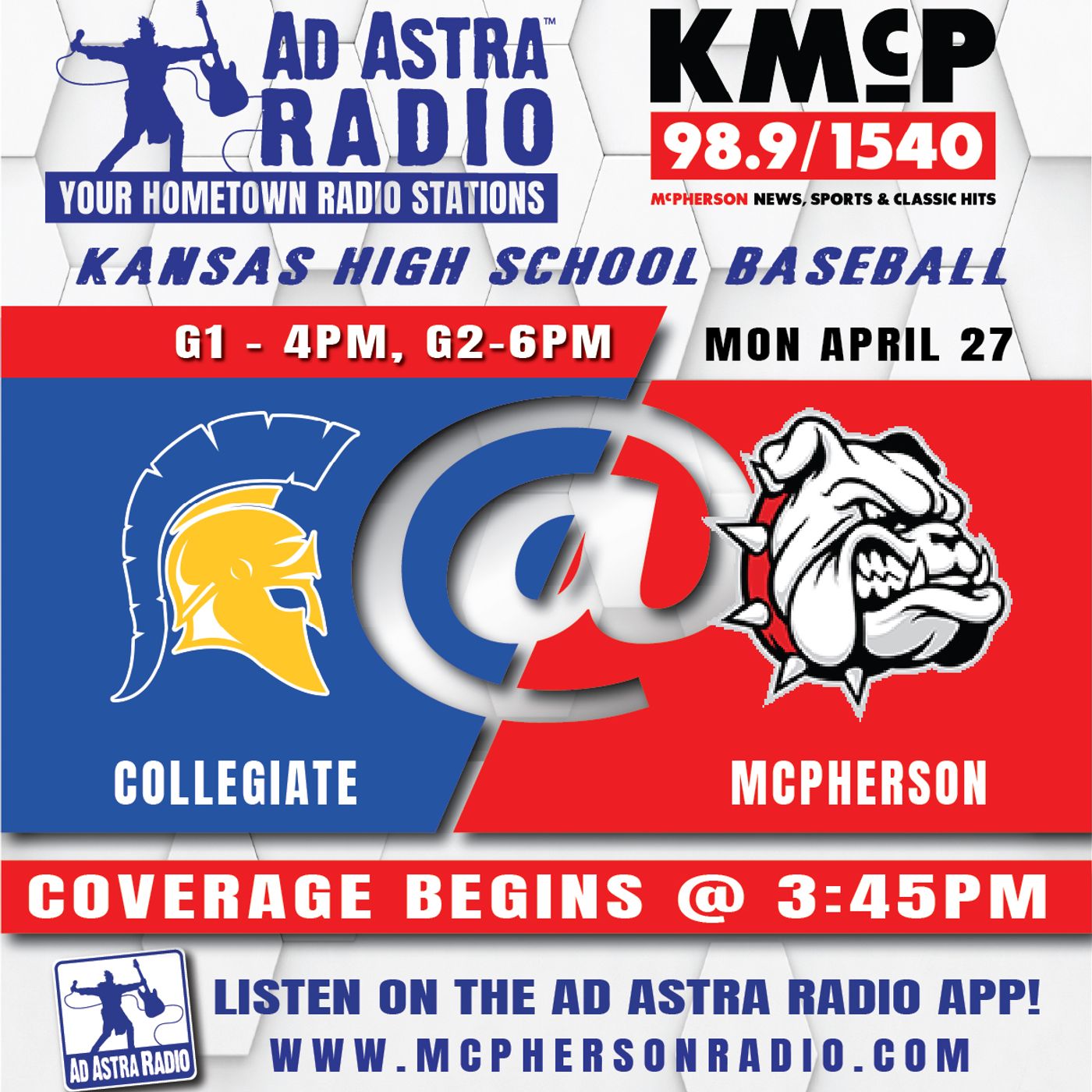 Wichita Collegiate Spartans at McPherson Bullpups High School Baseball (Game 2-April 27, 2026) episode artwork