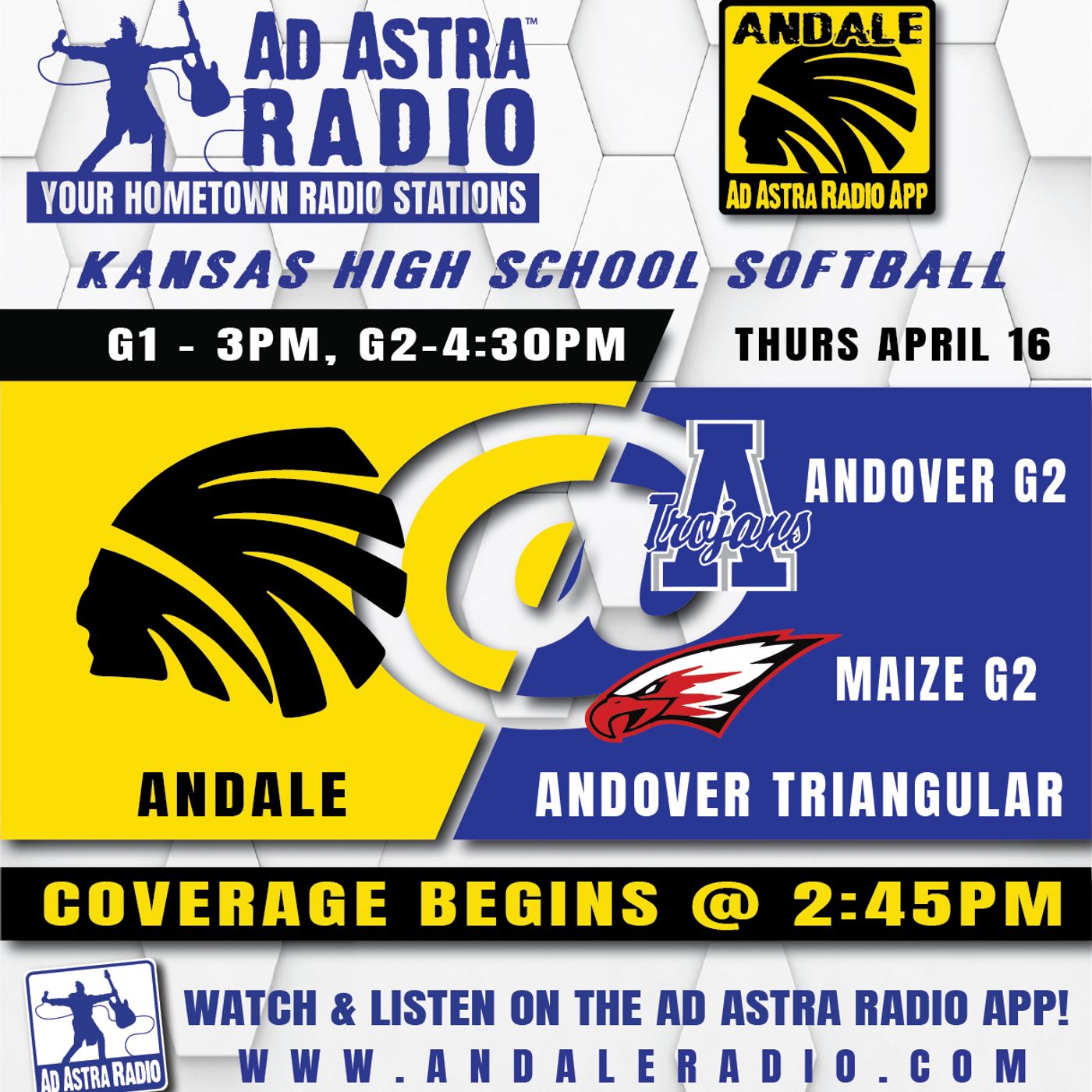 Andale Indians vs Maize Eagles High School Softball (Andover Triangular-April 16, 2026)