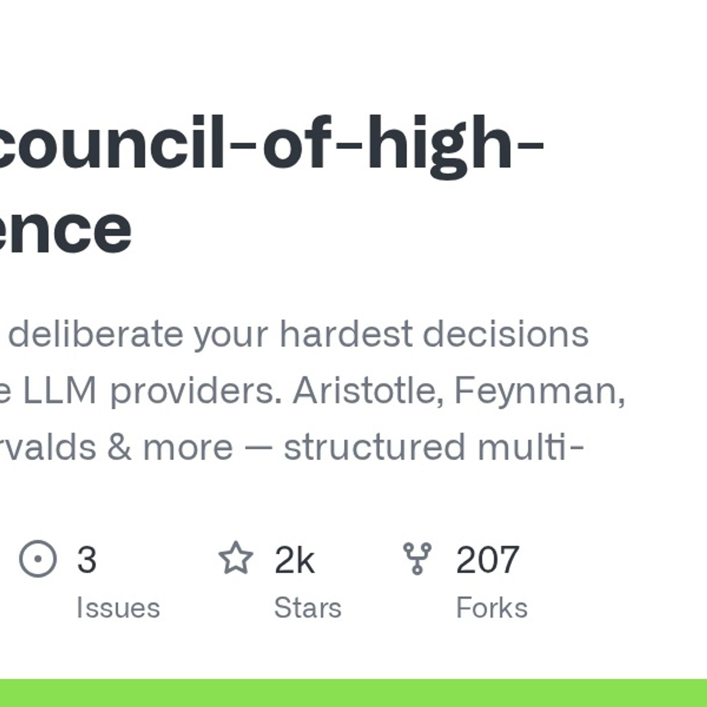 GitHub - 0xNyk/council-of-high-intelligence: 18 AI personas deliberate your hardest decisions across multiple LLM providers. Aristotle, Feyn episode artwork
