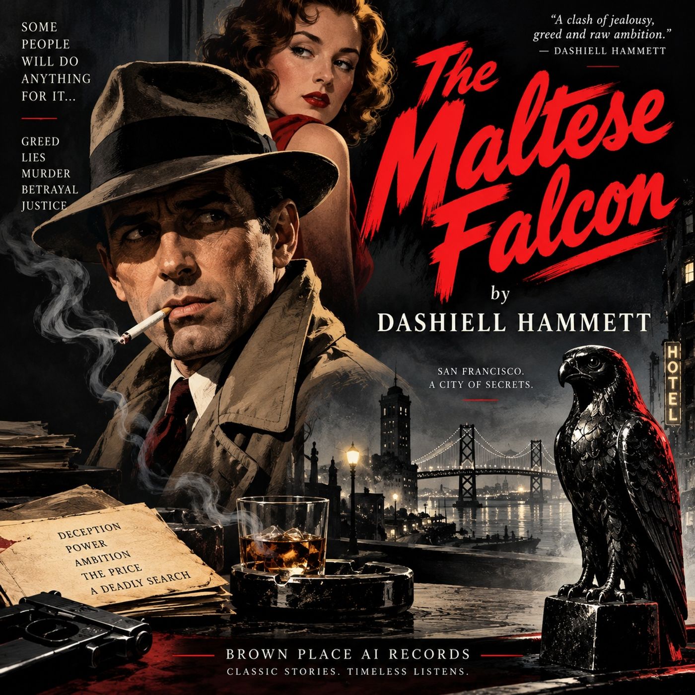 The Maltese Falcon by Dashiell Hammett | Classic Hard-Boiled Detective Noir & Mystery Audiobook episode artwork