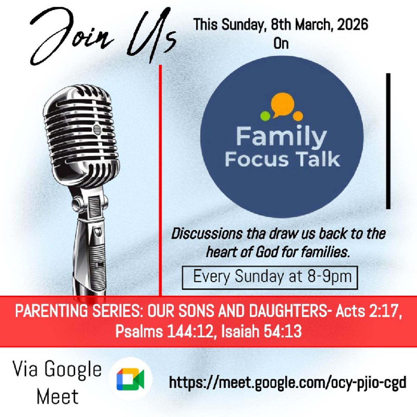 Parenting Series; Our Sons And Daughters (8-03-26). On Family Focus Talk. episode artwork