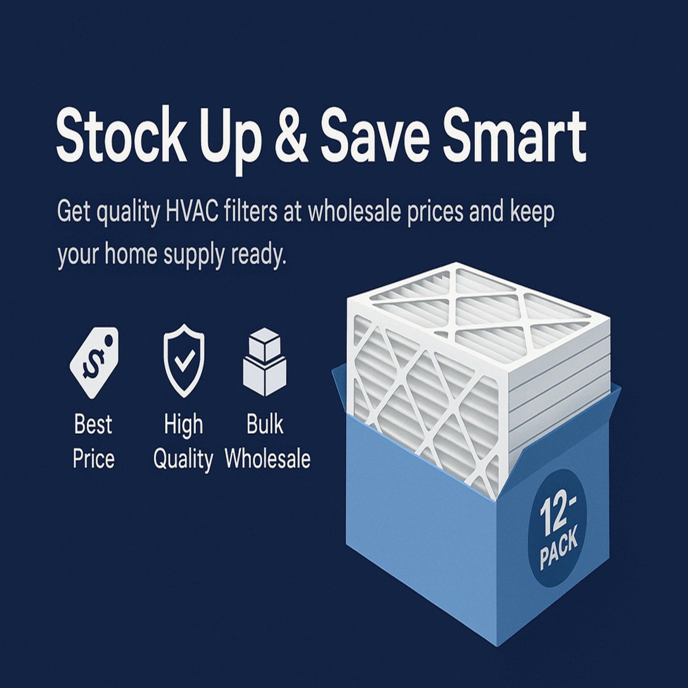 Stock Up & Save Smart | Buy Best Cheap 25x25x4 Pleated Home HVAC Furnace Air Conditioner Filter Bulk Wholesale 12-Pack for Home Use episode artwork