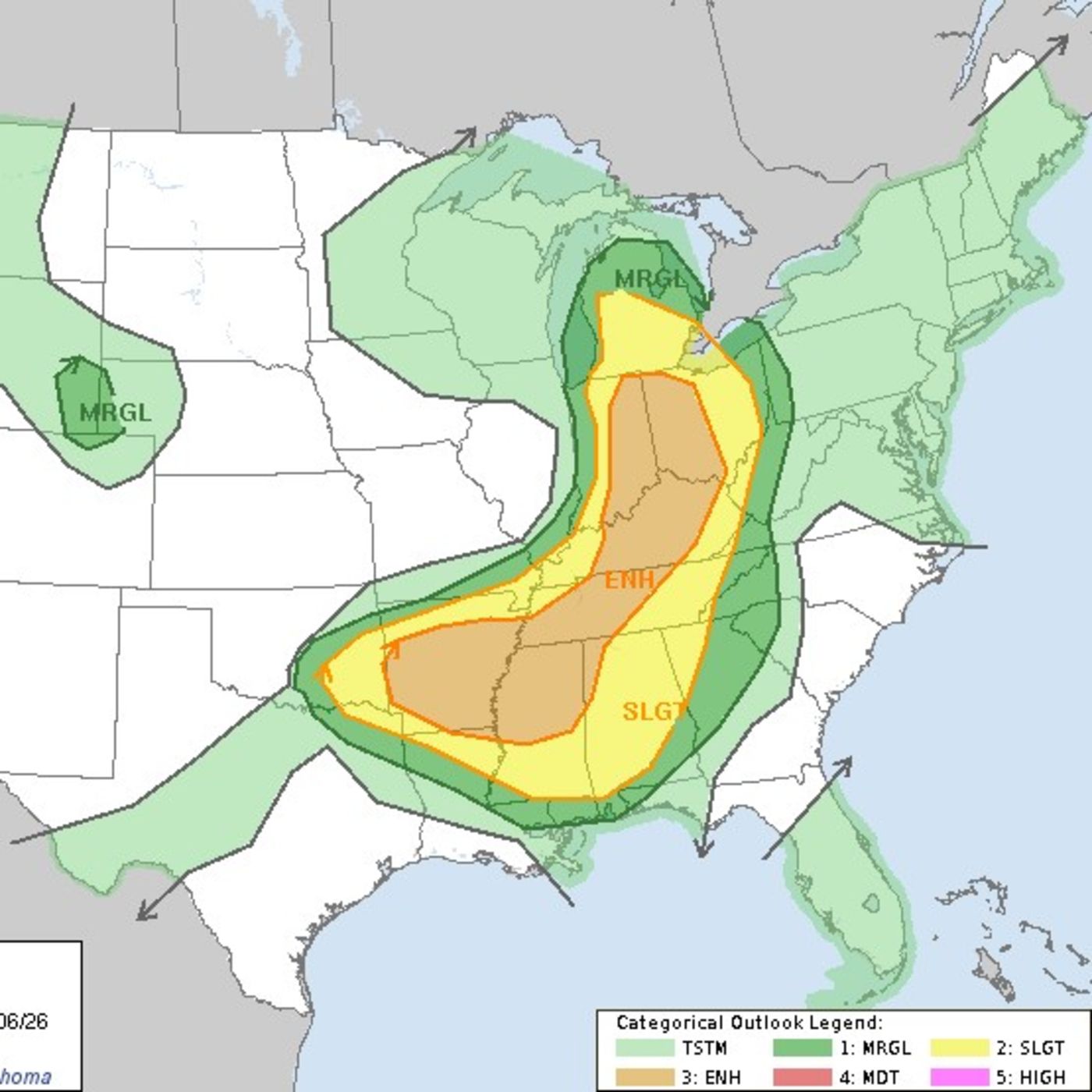 6-25-23: Tornadoes possible for Eastern Indiana, West Ohio N Kentucky,