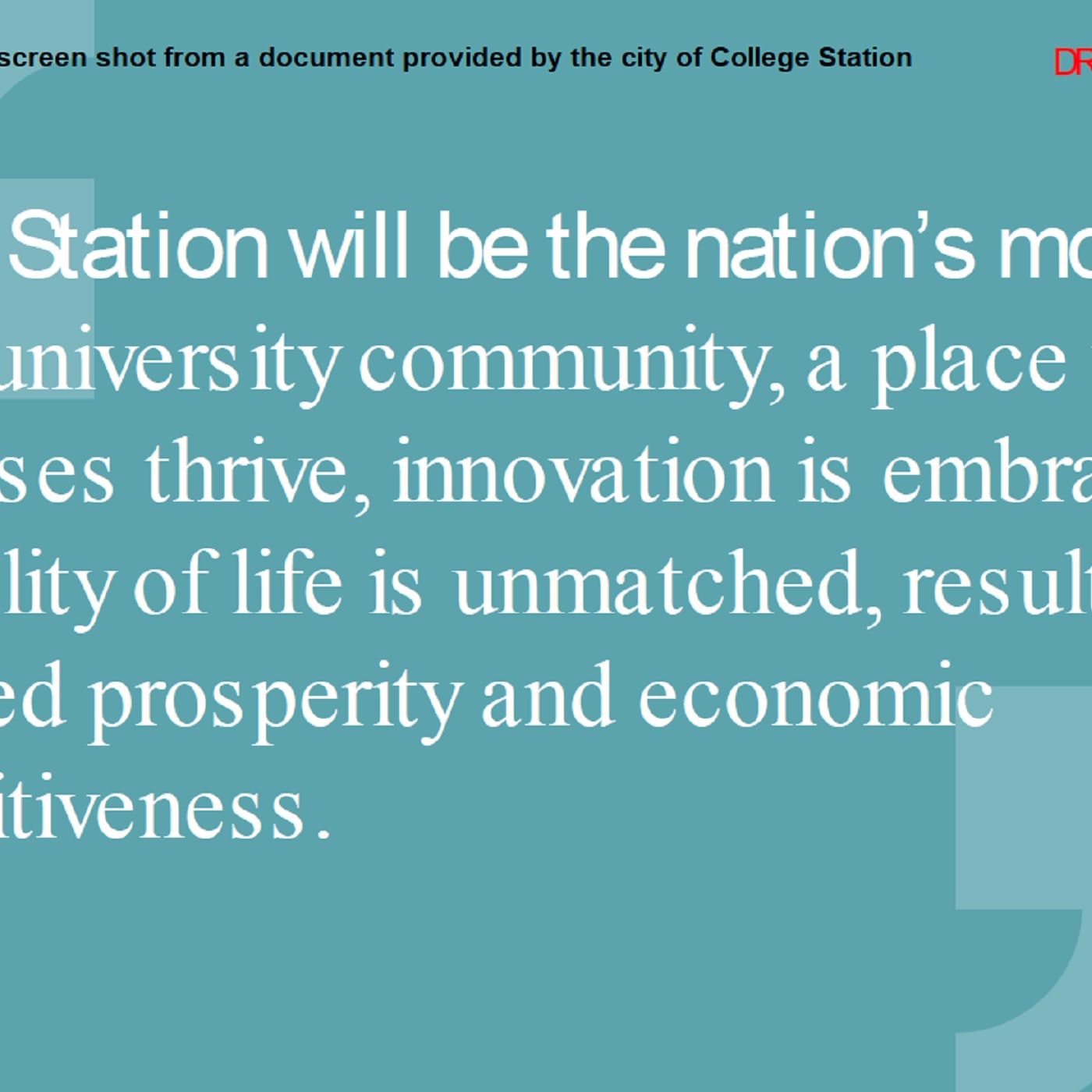 Progress report on the formation of a city of College Station master plan for economic development episode artwork