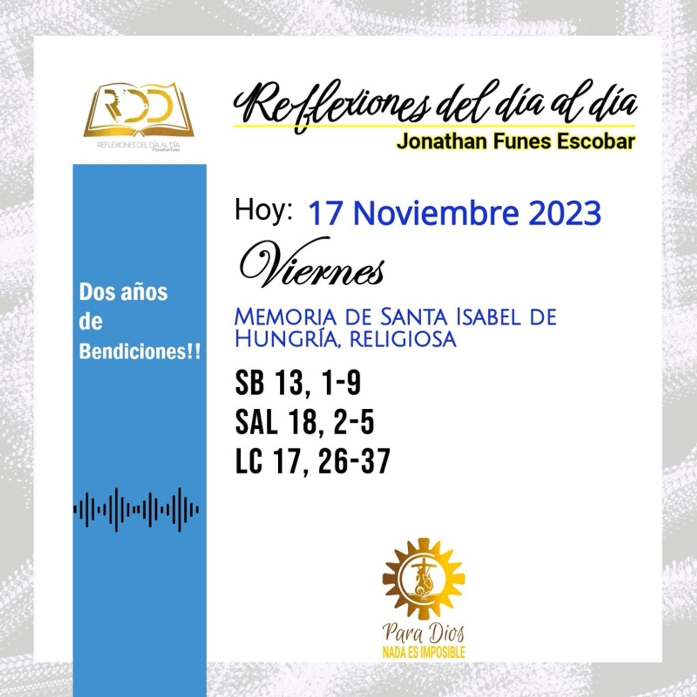 17 Noviembre 2023. Tantos años de bendición juntos!!! 17 Noviembre 2023. Tantos años de bendición juntos!!!