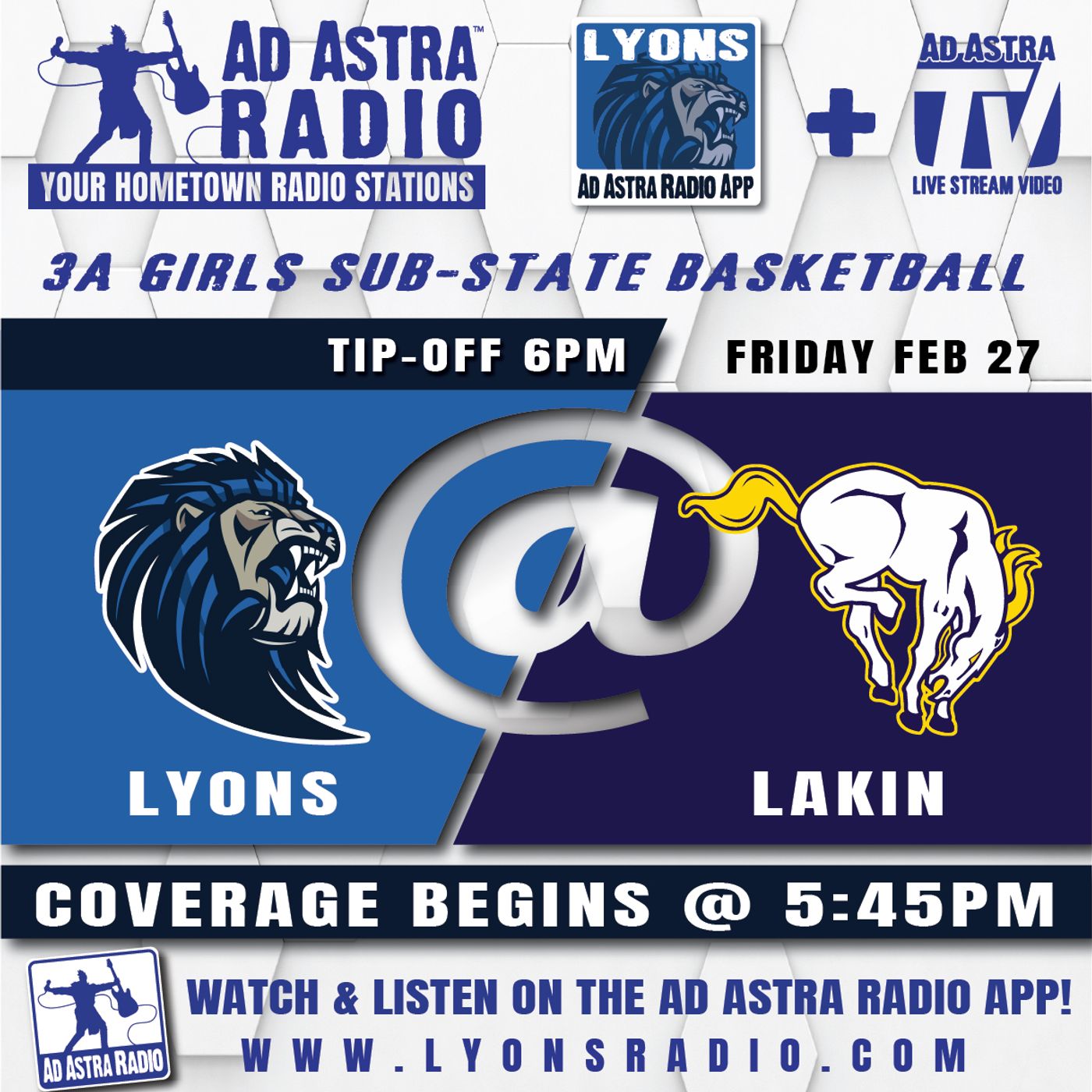 Lyons Lady Lions at Lakin Lady Broncs High School Basketball (3A Substate Quarterfinal-February 27, 2026) episode artwork