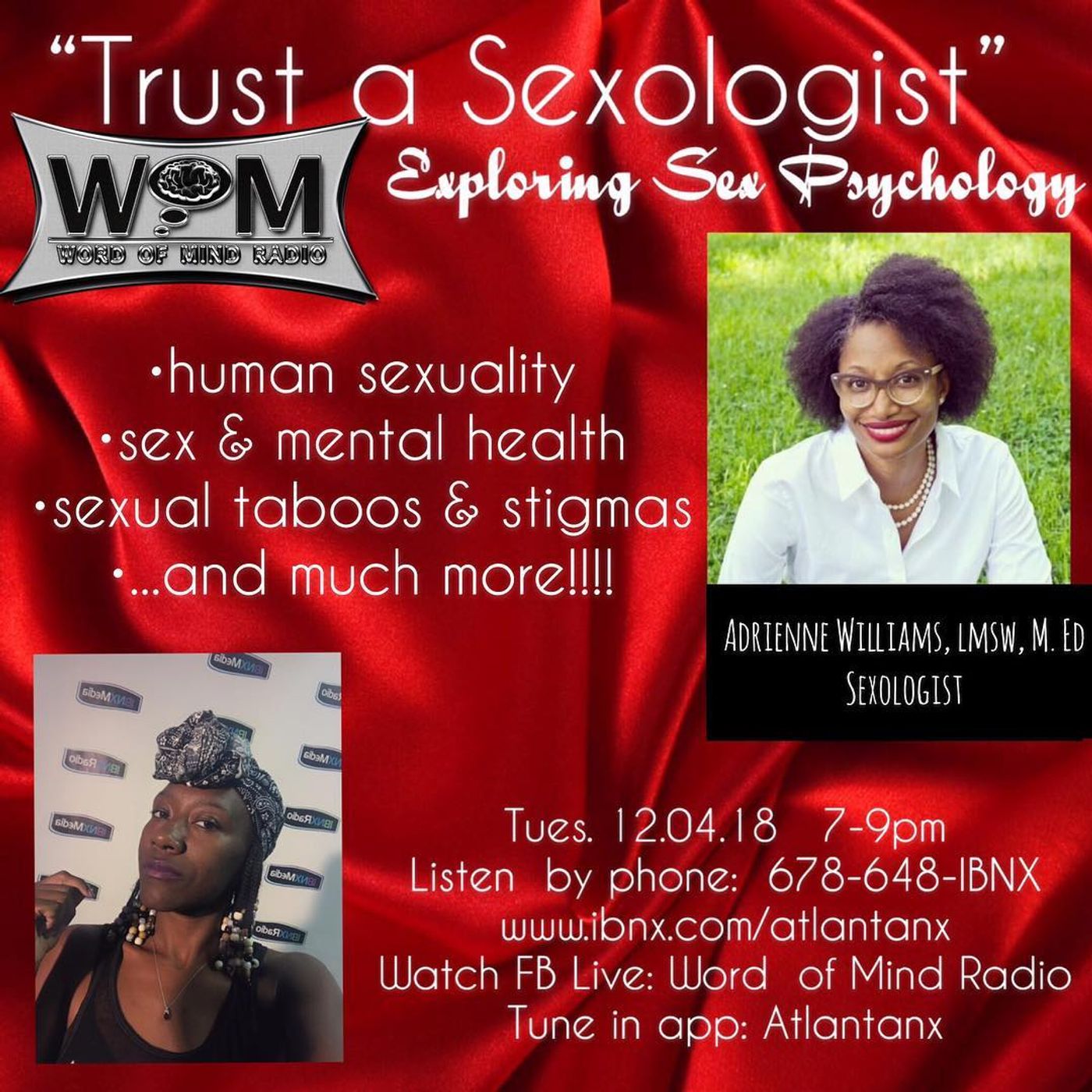 The psychology of sex w/ with Sexologist, Adrienne Williams (@mylifeepiphany)- WOM 12-04 The psychology of sex w/ with Sexologist, Adrienne Williams (@mylifeepiphany)- WOM 12-04
