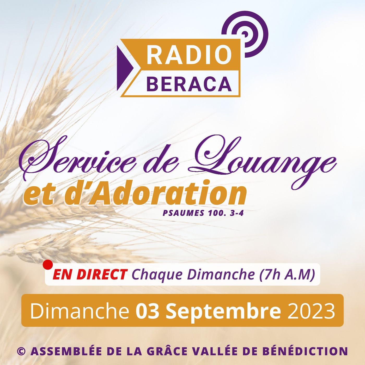 Dimanche 3 Septembre 2023.- Culte de louange et d'adoration episode artwork