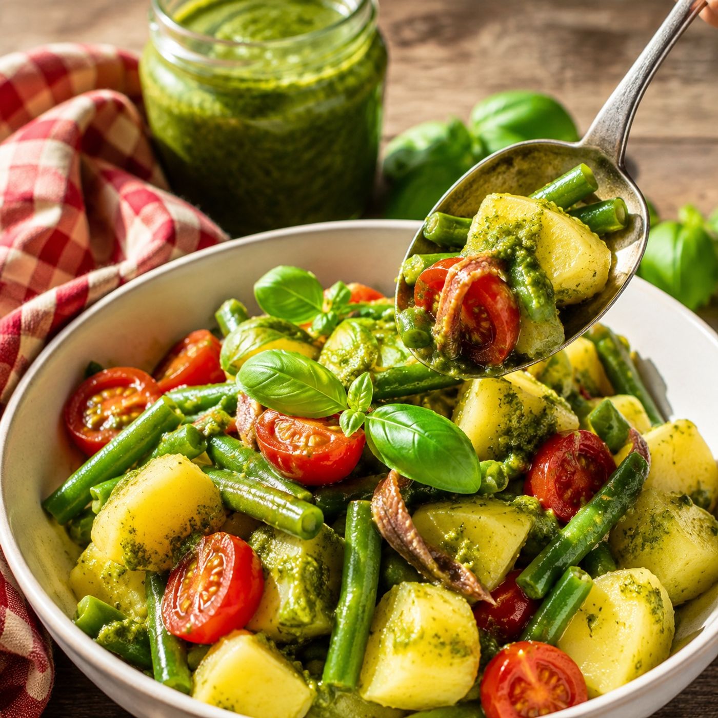 Insalata ligure con patate, fagiolini e pesto: il piatto unico fresco e saporito episode artwork