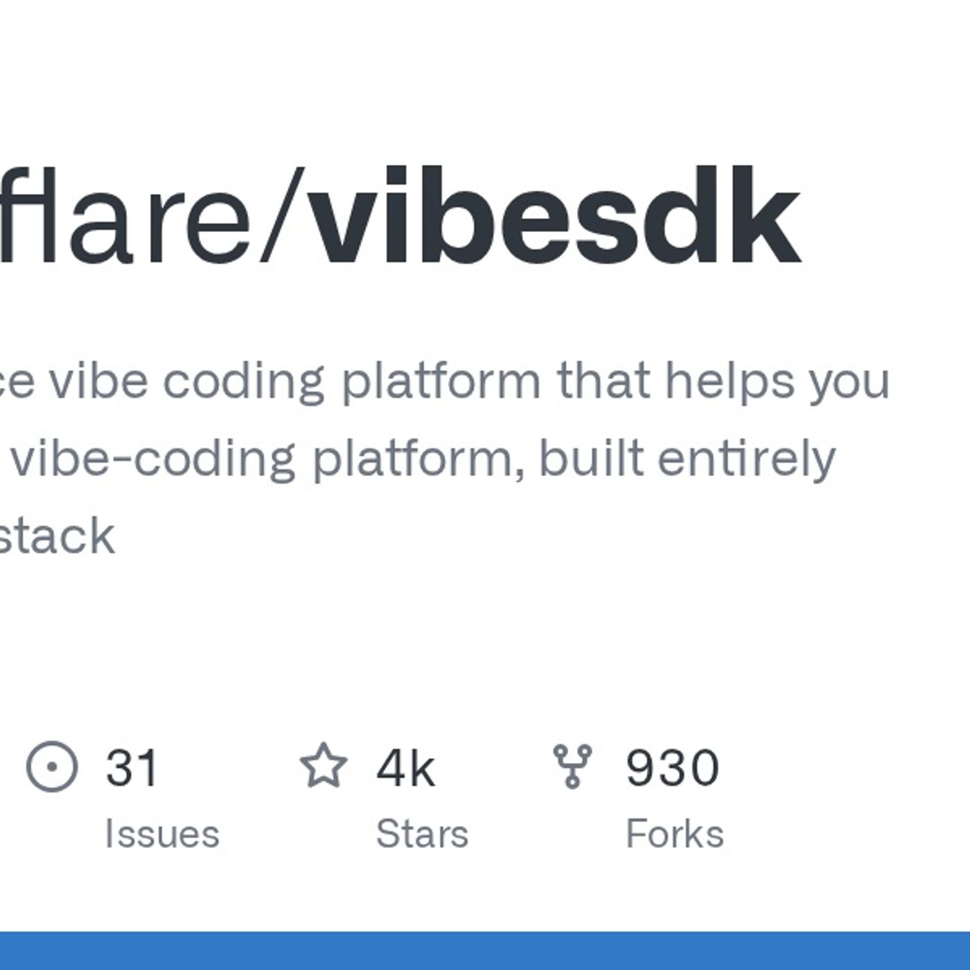 GitHub - cloudflare/vibesdk: An open-source vibe coding platform that helps you build your own vi... — GitHub Daily Trend cover