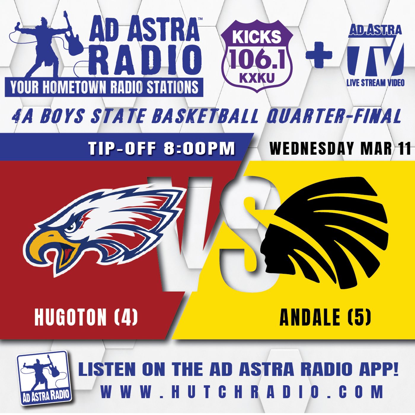 Hugoton Eagles vs Andale Indians High School Basketball (4A Girls State Quarterfinal-March 11, 2026) episode artwork