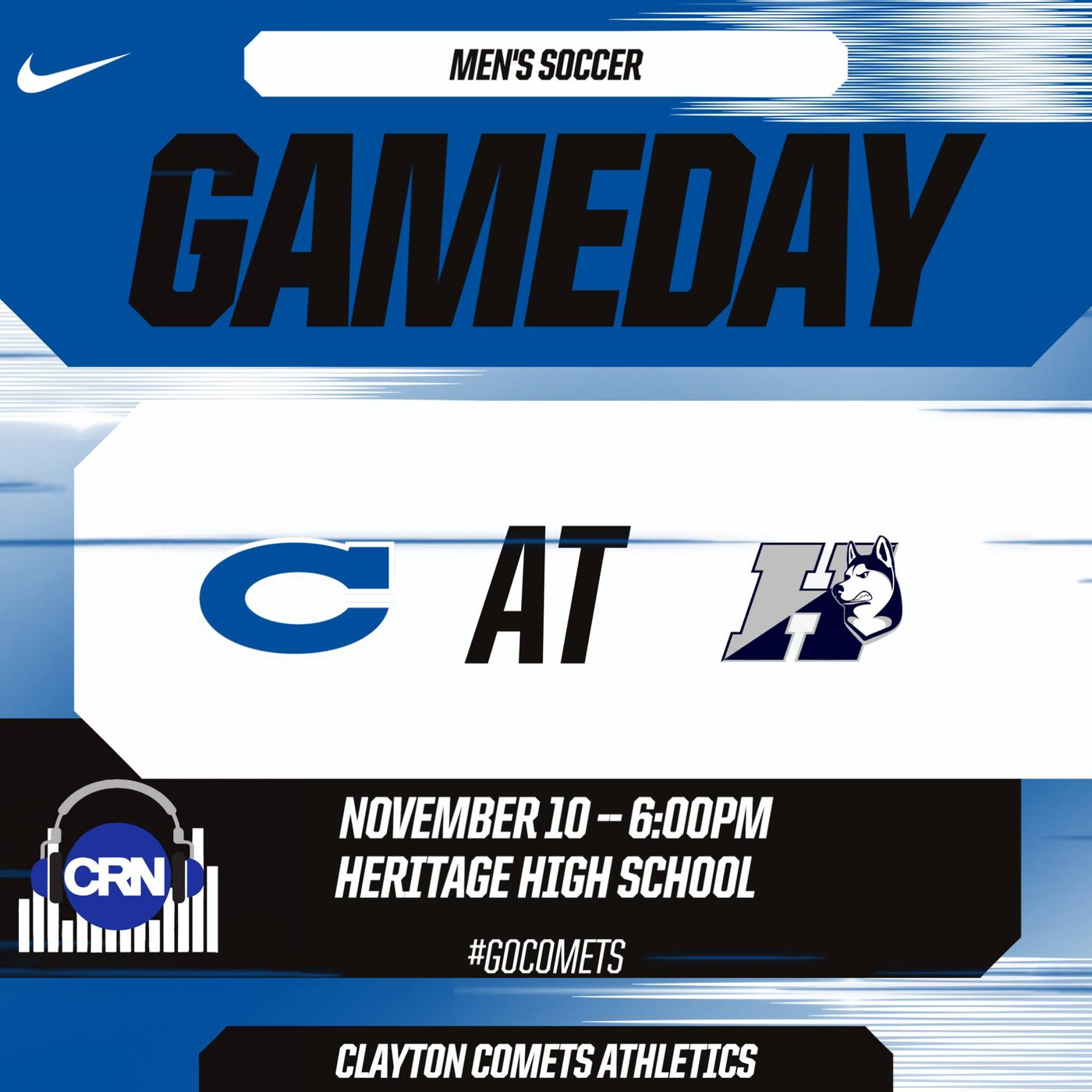 #NCHSAA Round #3 State Championship Playoffs Soccer Clayton Comets VS Heritage Huskies