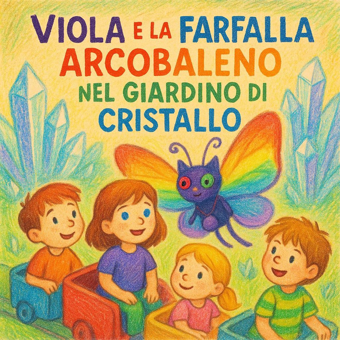 Viola e la Farfalla Arcobaleno nel Giardino di Cristallo