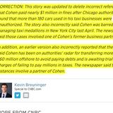 CORRECTION: Michael Cohen's business steeped in opaque deals, questionable times: New York Times