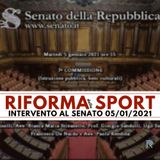 Riforma dello Sport - Audizione al Senato 05/01/2021