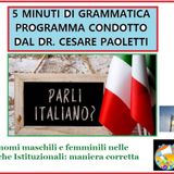 Rubrica: 5 MINUTI DI GRAMMATICA ITALIANA - condotta dal Dott. Cesare Paoletti - Le Professioni al maschile e femminile
