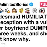 My bridesmaid HUMILIATED me at my reception with a vulgar LIE.  [FULL STORY](MP3_70K)