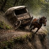 Axle snaps beneath carriage