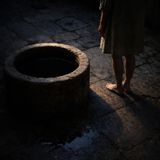 Stone basin in shade