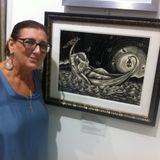 2018 10-04 Evangelia Philippidis uses the "scratch board" technique in her show at the Pump House