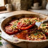 Pomodori al forno gratinati con aglio, prezzemolo e pangrattato