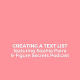 Creating a text list featuring Sophia Parra