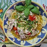Spaghetti risottati con luccio di mare o barracuda