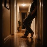 Back against doorframe