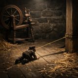 Straw spills across the floor