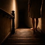 Narrow stairwell pause