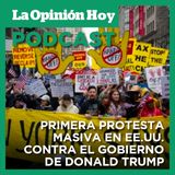 "Manos fuera", claman miles de manifestantes ante políticas de Trump.