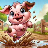 El cerdito y el charco de lodo