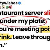 The restaurant server slipped a note under my plate_ _The man you_re meeting poisoned your drink.