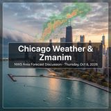 Forecasts for Chicago, Waukegan and Joliet, and Thursday's zmanim for West Rogers Park (2026-10-08