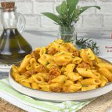 Pasta con crema di zucca e salsiccia
